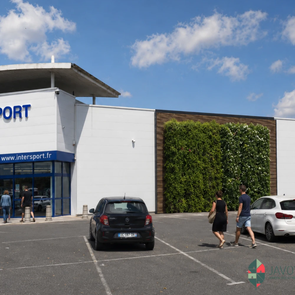 Écran végétal du magasin Intersport de Mayenne